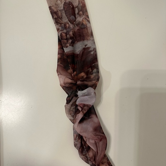 ASOS Missguided high neck mini dress in brown renaissance print Sz 0 - Picture 5 of 9